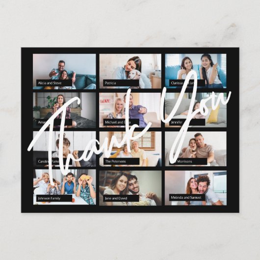 バーチャルオンライン誕生日カスタム12枚写真ありがとう ポストカード (正面)