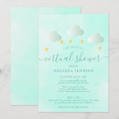 バーチャルオンライン長距離ニュートラルベビーシャワー 招待状 (正面/裏面)