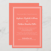 バーチャルオ結婚ンラインのコーラルミニマモダンリスト 招待状 (正面/裏面)
