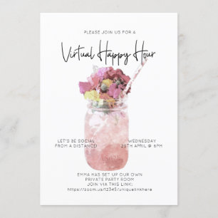 バーチャルカクテルパーティーのソーシャルディスタンスハッピーアワー 招待状