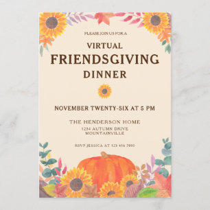 バーチャルカボチャひまわりFriendsgivingディナー 招待状