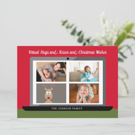 バーチャルクリスマスの願い – 3フォトミーティング シーズンカード (スタンド正面)