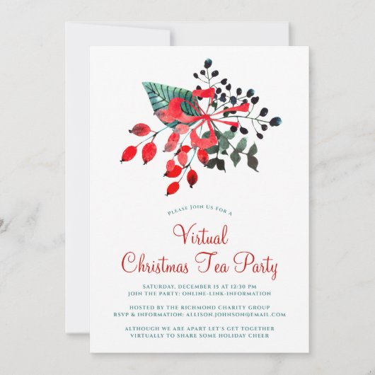 バーチャルクリスマスティーパーティーウィンターベリーフローラ 招待状 (正面)