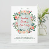 バーチャルクリスマスティーパーティー冬の花模様 招待状 (スタンド正面)