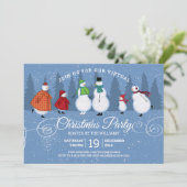 バーチャルクリスマスパーティーの雪だるまスケート松の木 招待状 (スタンド正面)
