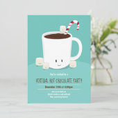 バーチャルクリスマスパーティーホットチョコレートティール（緑がかった色） 招待状 (スタンド正面)