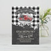 バーチャルクリスマスパーティーヴィンテージレッドトラックプレイド 招待状 (スタンド正面)