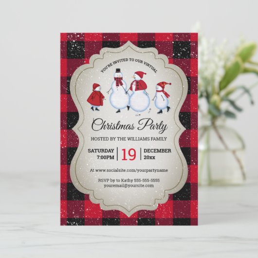 バーチャルクリスマスパーティー雪だるまレッドバッファロープレイド 招待状 (スタンド正面)