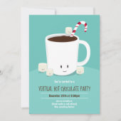 バーチャルクリスマスパーティ ホットチョコレート ティール 招待状 (正面)