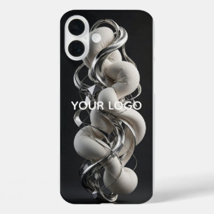 バーチャルクロームツイスト - プレミアム3Dアブストラクト iPhone 16 PLUSケース