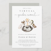 バーチャルジェンダーが動物の金ゴールドを明らかにフェイクする 招待状 (正面/裏面)