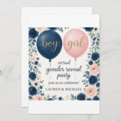 バーチャルジェンダーリビールパーティの招待状 招待状 (正面/裏面)