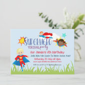 バーチャルスーパーヒーロー子供の誕生日パーティー 招待状 (スタンド正面)