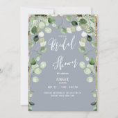 バーチャルズーム ブライダルシャワー フォリアージ ダスティーブルー インビ 招待状 (正面)