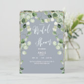 バーチャルズーム ブライダルシャワー フォリアージ ダスティーブルー インビ 招待状 (スタンド正面)