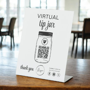 バーチャルチップJAR QRコードロゴ白 台座サイン