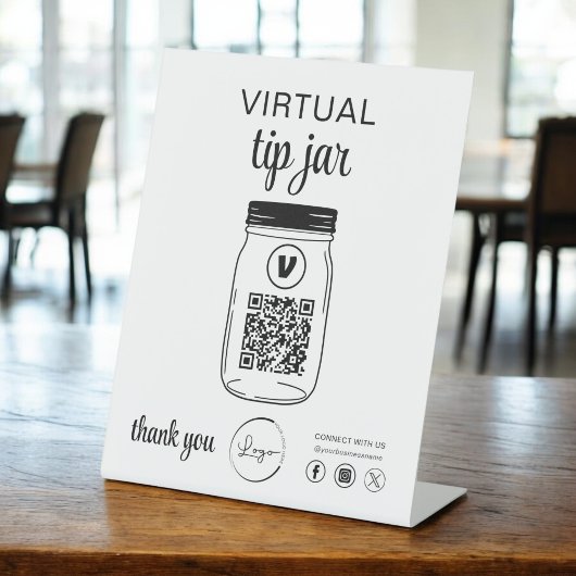 バーチャルチップJAR QRコードロゴ白 台座サイン