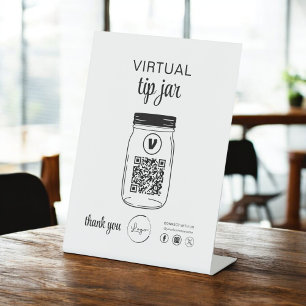 バーチャルチップJAR QRコードロゴ白 台座サイン