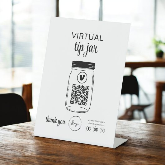 バーチャルチップJAR QRコードロゴ白 台座サイン
