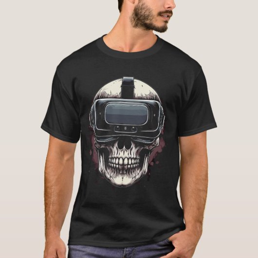バーチャルデス:VRの世界に浮かぶドクロ Tシャツ (正面)