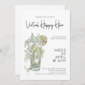 バーチャルハッピーアワーソーシャルディスタンスカクテルパーティー 招待状 (正面/裏面)