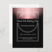 バーチャルバースデーパーティメタリックバラ金ゴールドブラック インビテーションポストカード (正面/裏面)