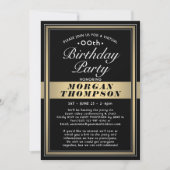 バーチャルバースデー ブラック ゴールド ホワイト パーティー 招待状 (正面)