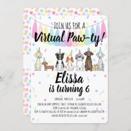 バーチャルパピードッグガール誕生日ポーティ 招待状
