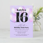 バーチャルパープル甘16誕生日バルーンガーリー 招待状 (スタンド正面)