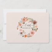 バーチャルピンクフローラ水彩リース結婚ズ 招待状 (裏面)