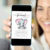 バーチャルピンク象のベビーガールシャワー 招待状