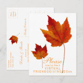 バーチャルフレンドシフィングオータムメープル葉ズホリデイ インビテーションポストカード (正面/裏面)