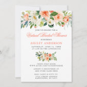 バーチャルブライダルシャワーウォーターカラーサンゴフローラ 招待状 (正面)