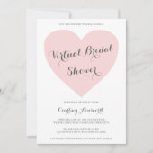バーチャルブライダルシャワーキュートパステルピンクハート 招待状 (正面)