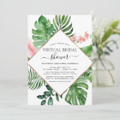 バーチャルブライダルシャワートロピカルパーム幾何学模様 招待状 (スタンド正面)