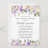 バーチャルブライダルシャワーパープルグリーンリー植物学 招待状 (正面)