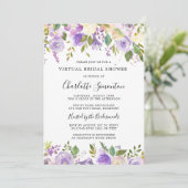 バーチャルブライダルシャワーパープルグリーンリー植物学 招待状 (スタンド正面)