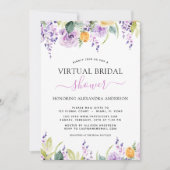 バーチャルブライダルシャワーパープルグリーンリー植物学 招待状 (正面)