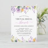 バーチャルブライダルシャワーパープルグリーンリー植物学 招待状 (スタンド正面)
