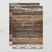 バーチャルブライダルシャワー素朴ファームハウスレース 招待状 (正面/裏面)