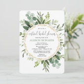バーチャルブライダルシャワー緑化金ゴールドユーカリ 招待状 (スタンド正面)
