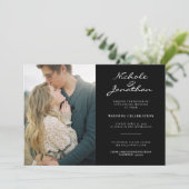 バーチャルブラック＆ホワイトオンライン写真ウェディング 招待状 (スタンド正面)