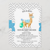 バーチャルブルーラマシェブロングリッターベビーシャワー 招待状 (正面/裏面)