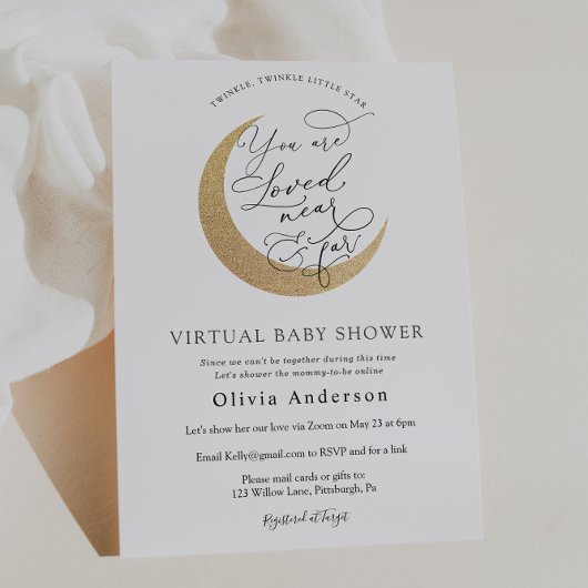 バーチャルベイビーシャワー ツインクルスターとムーン 招待状