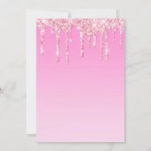 バーチャルベビーガールシャワーグリッタードリップピンク 招待状 (裏面)