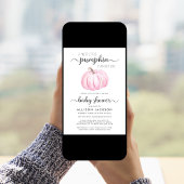 バーチャルベビーガールシャワーピンクカボチャ水彩 招待状