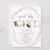 バーチャルベビーシャワースイートベビーガールバラ金ゴールド 招待状 (正面)
