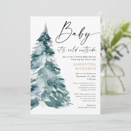 バーチャルベビーシャワーベビーは冬の外は寒い 招待状 (スタンド正面)