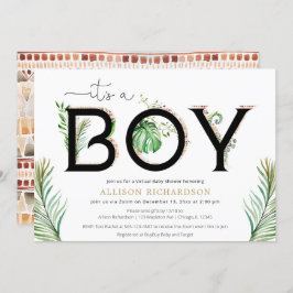 バーチャルベビーシャワーボーイサファリジャングル 招待状