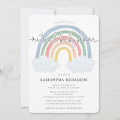 バーチャルベビーシャワーレインボーウォーターカラーパステル 招待状 (正面)